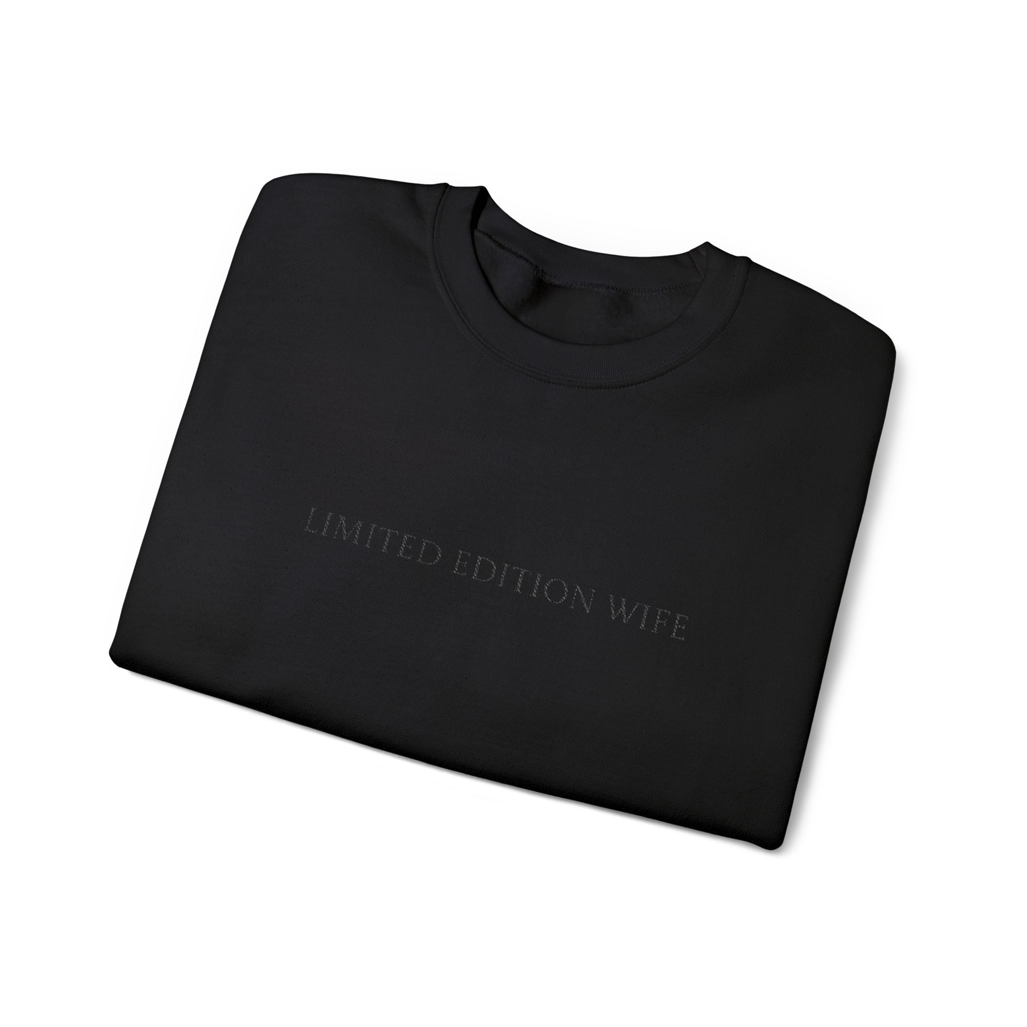Limited Edition Wife Crewneck Sweatshirt — Black Embroidered Pullover